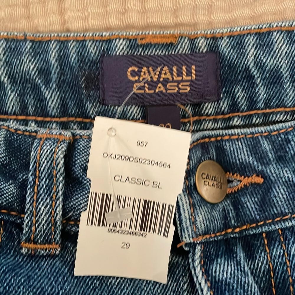 NWT ROBERTO CAVALLI High Rise Faded Cropped Jeans CLASSIC Blue. 100% cotton. 29 - Picture 8 of 11